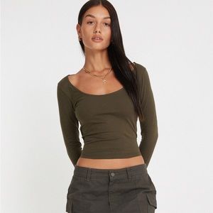 Bonlo long sleeve top in olive